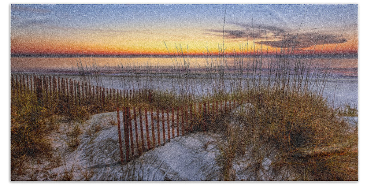 Clouds Beach Towel featuring the photograph The Dunes at Sunset by Debra and Dave Vanderlaan
