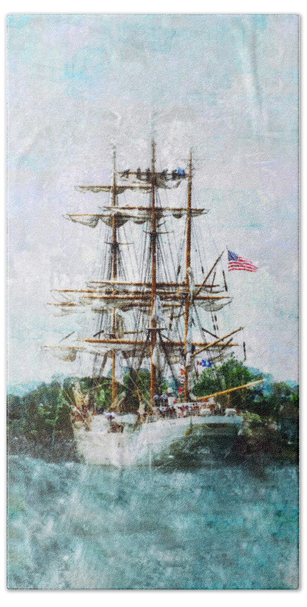Ttall Beach Sheet featuring the photograph Tall Ship Eagle Has Landed by Marianne Campolongo