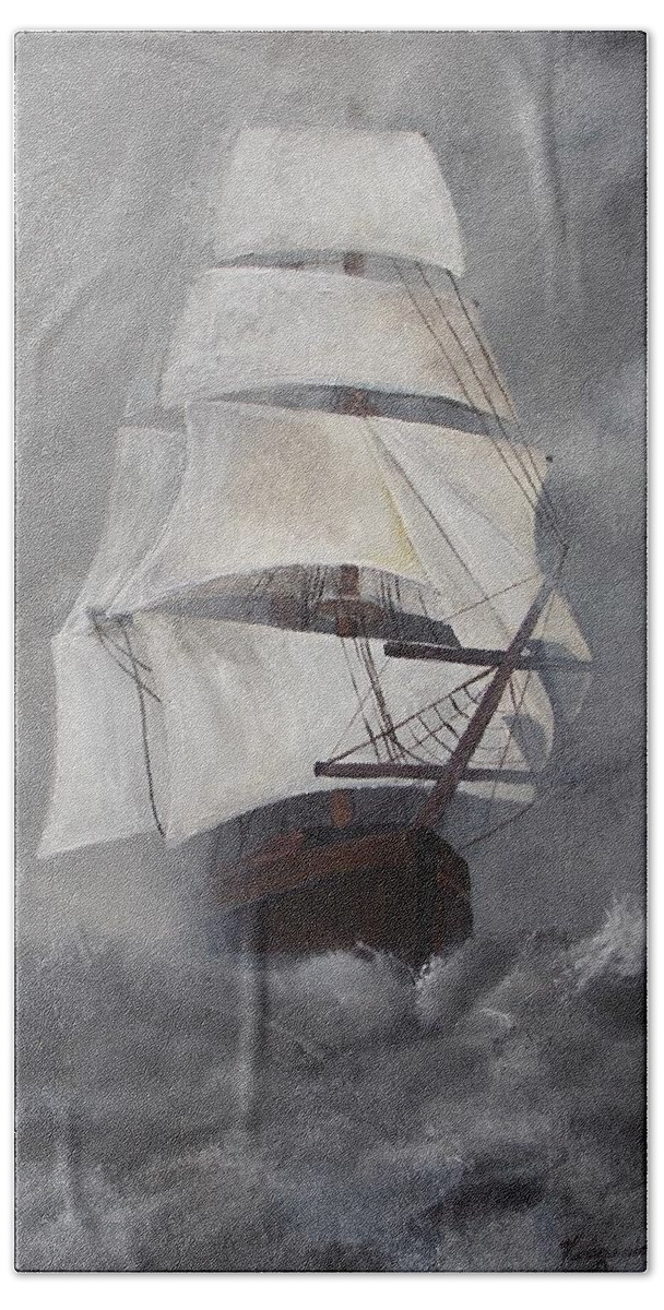 Ship Beach Towel featuring the painting The Flying Dutchman by Virginia Coyle
