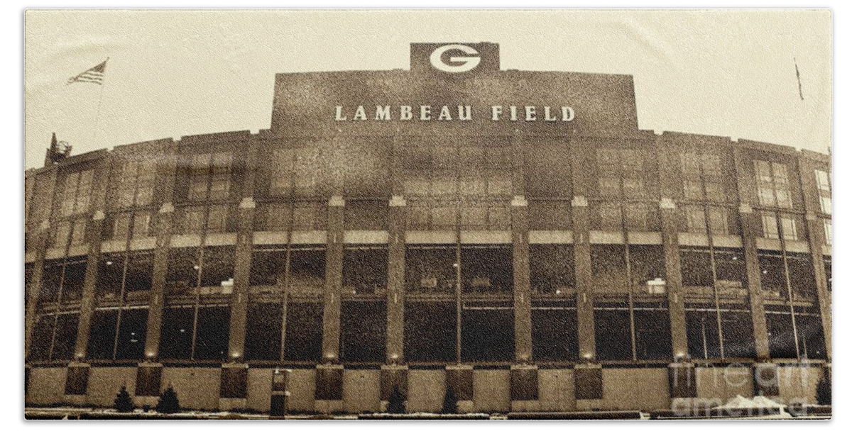 Lambeau Field Beach Towel featuring the photograph The Frozen Tundra by Tommy Anderson
