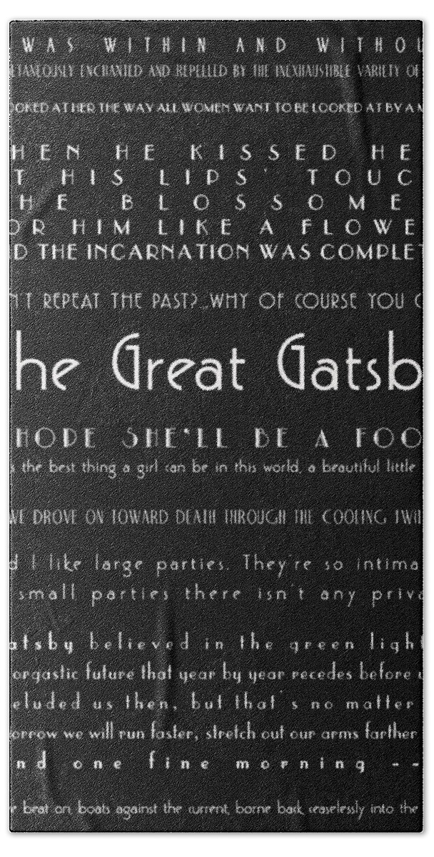 The Great Gatsby Beach Towel featuring the photograph The Great Gatsby Quotes by Georgia Fowler