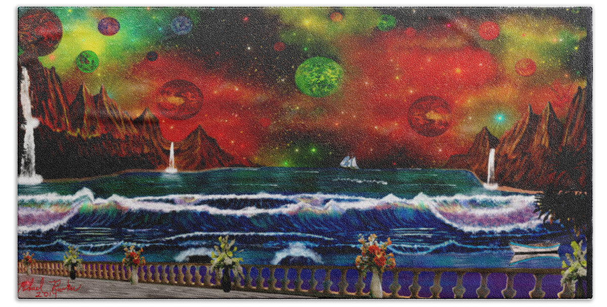 Heaven Beach Sheet featuring the painting The Heavens by Michael Rucker