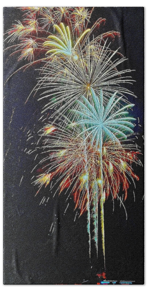Fireworks Beach Sheet featuring the photograph The Last Shot... by Daniel Thompson