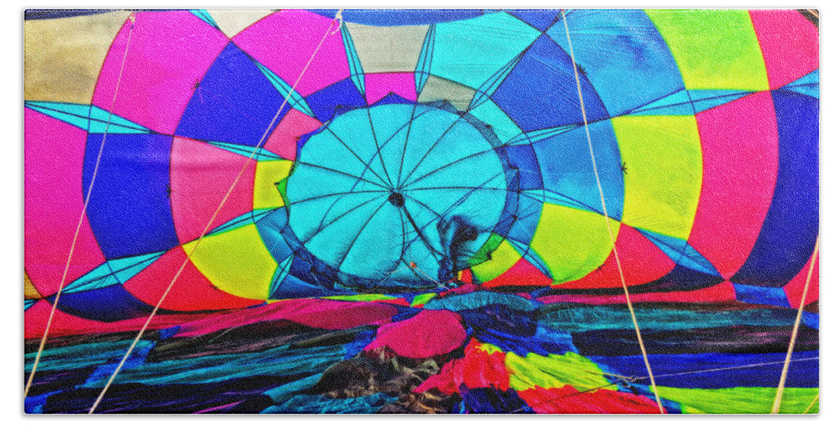 Hot Air Balloon Beach Towel featuring the photograph The Man Behind Inflation by Mike Martin
