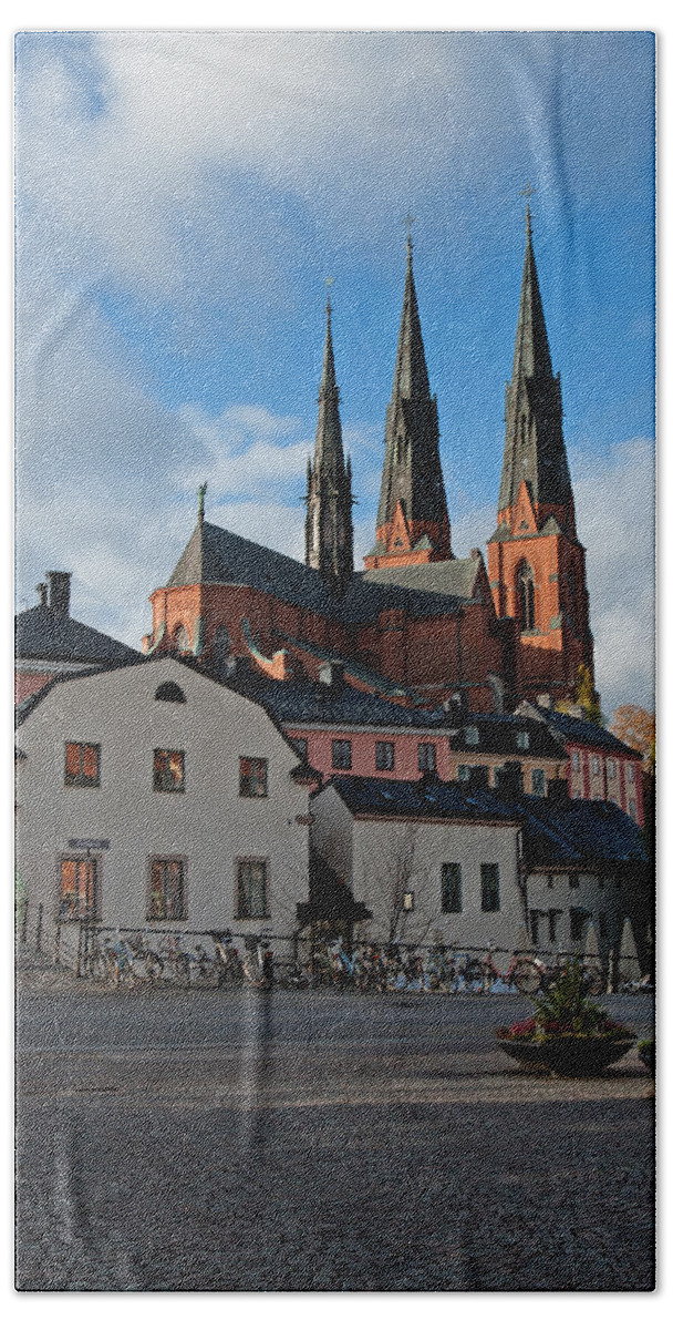 The Medieval Uppsala Beach Towel featuring the photograph The medieval Uppsala by Torbjorn Swenelius