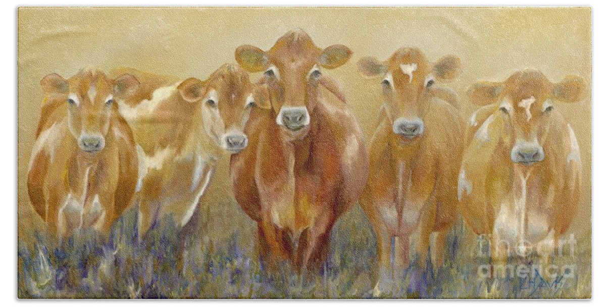 Cow Beach Sheet featuring the painting The Morning Moo by Catherine Davis