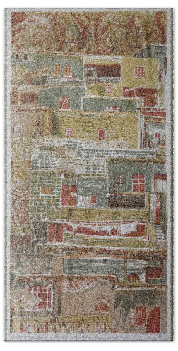 Religious Beach Sheet featuring the painting The Mountain Village by Ousama Lazkani