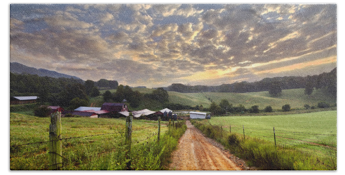 Appalachia Beach Towel featuring the photograph The Old Farm Lane by Debra and Dave Vanderlaan