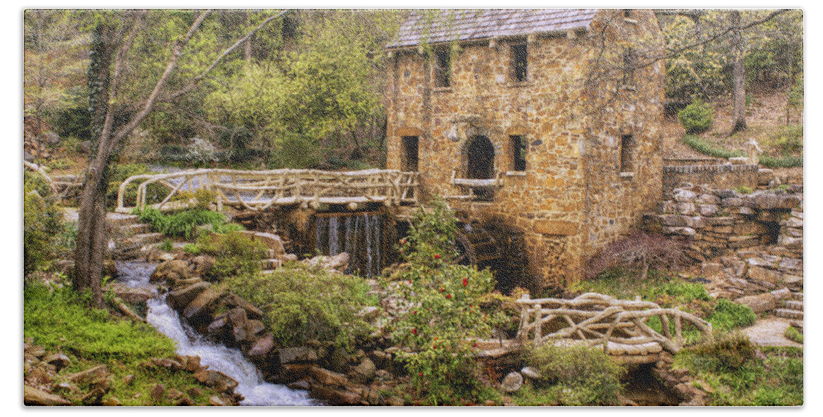 Old Mill Beach Towel featuring the photograph The Old Mill and the Waterfall by Jason Politte