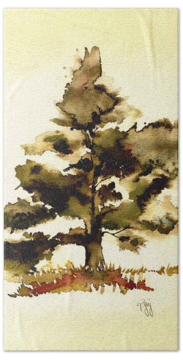 Tree Beach Towel featuring the painting The Old Oak Tree by Paul Gaj