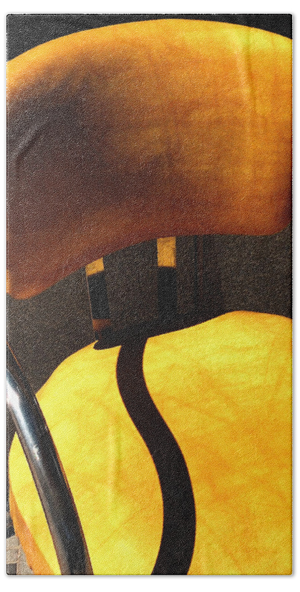 Abstracts Beach Towel featuring the photograph The Only One - Yellow Chair with Shadow by Steven Milner