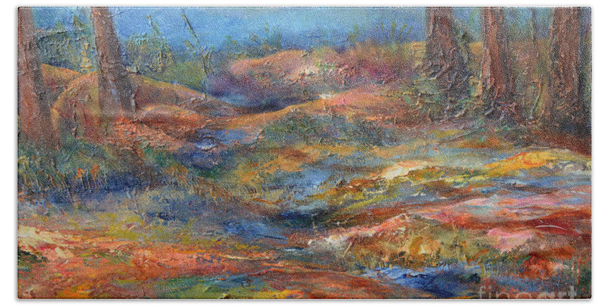 Nature Beach Sheet featuring the painting The Path 1 by Claire Bull