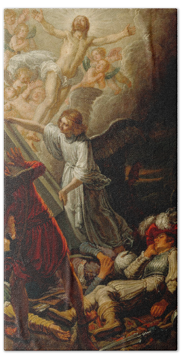 Pieter Lastman Beach Towel featuring the painting The Resurrection by Pieter Lastman