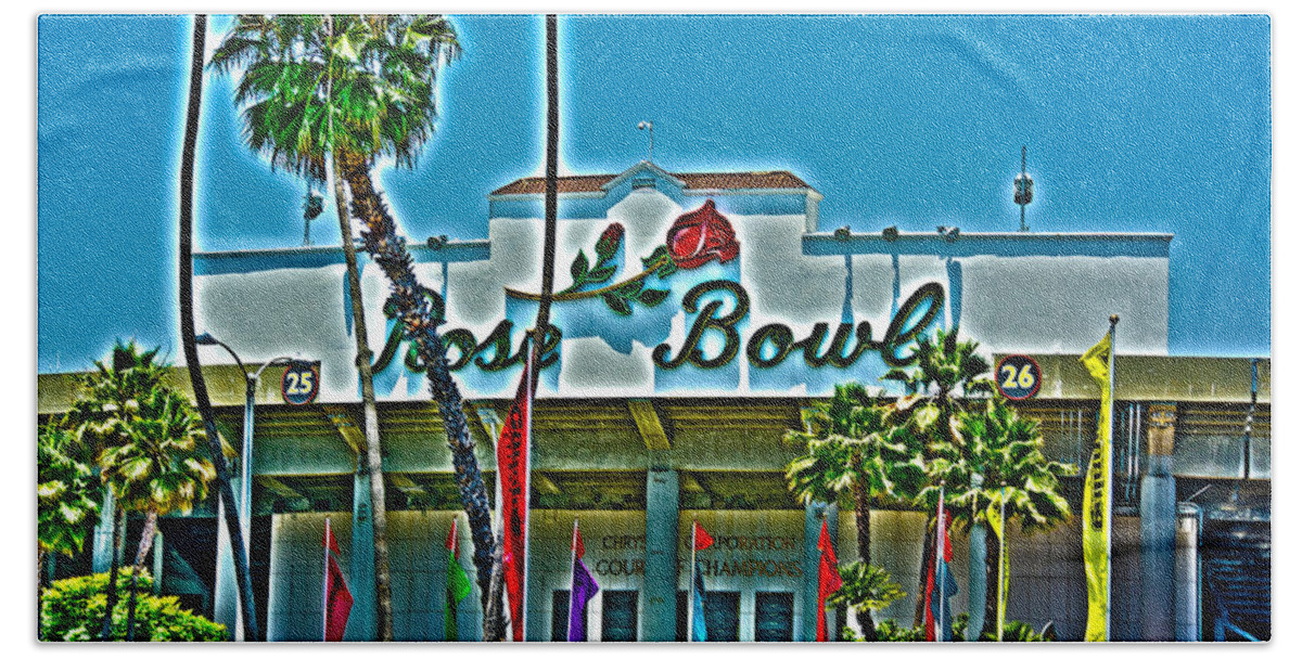 Rose Bowl Beach Towel featuring the photograph The Rose Bowl by Richard J Cassato