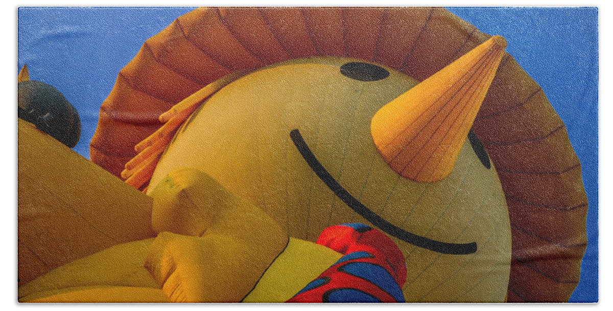 Art Beach Towel featuring the photograph Smiley Scarecrow Balloon - Hot Air Balloon by Ron Pate