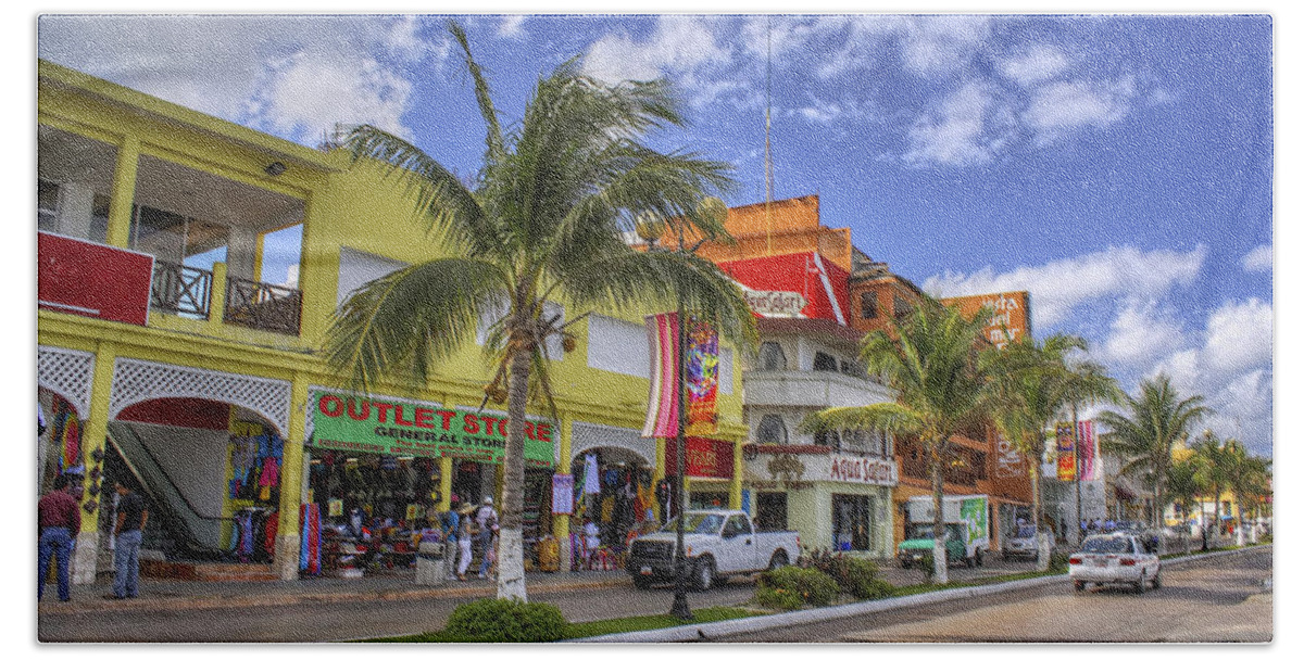 Cozumel Beach Towel featuring the photograph The Shops of Cozumel by Jason Politte
