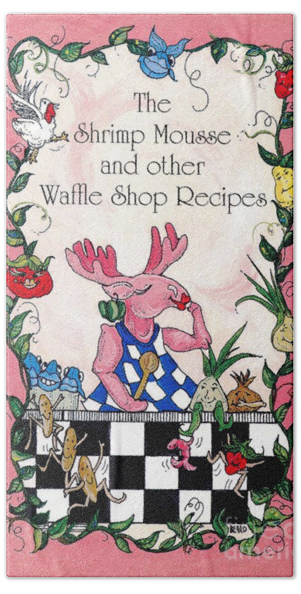 Graphics Beach Towel featuring the mixed media Cover Art of The Shrimp Moose and other Waffle Shop Recipes Cookbook Calvary Church Memphis TN by Lizi Beard-Ward
