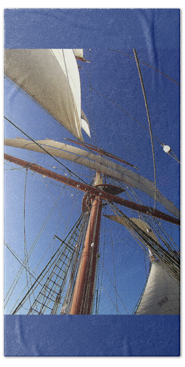 Nautical Beach Towel featuring the photograph The Star Of India. Mast And Sails by Ben and Raisa Gertsberg