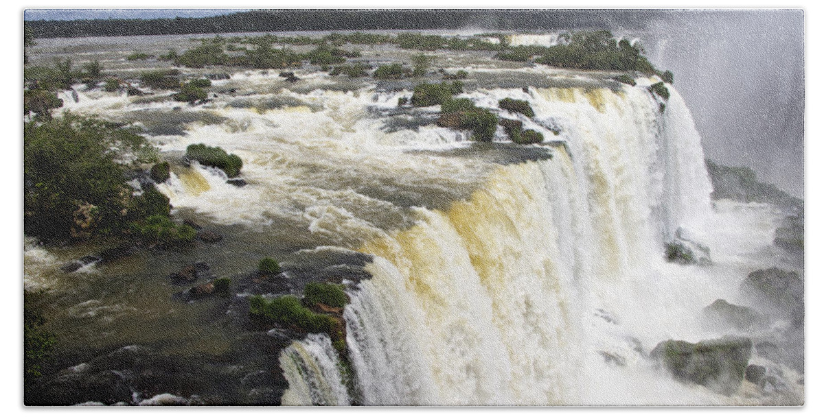 Waterfalls Beach Sheet featuring the photograph The Stunning Falls of Iguacu Brazil Side by Venetia Featherstone-Witty