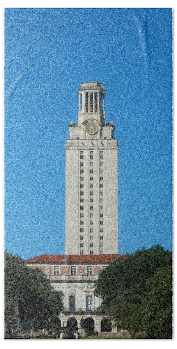 Clock Tower Beach Sheet featuring the photograph The University of Texas Tower by Connie Fox