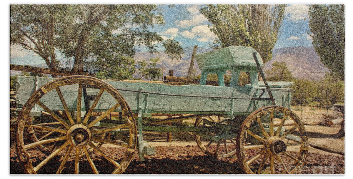 Old Beach Towel featuring the photograph The wagon 2 by Peggy Hughes