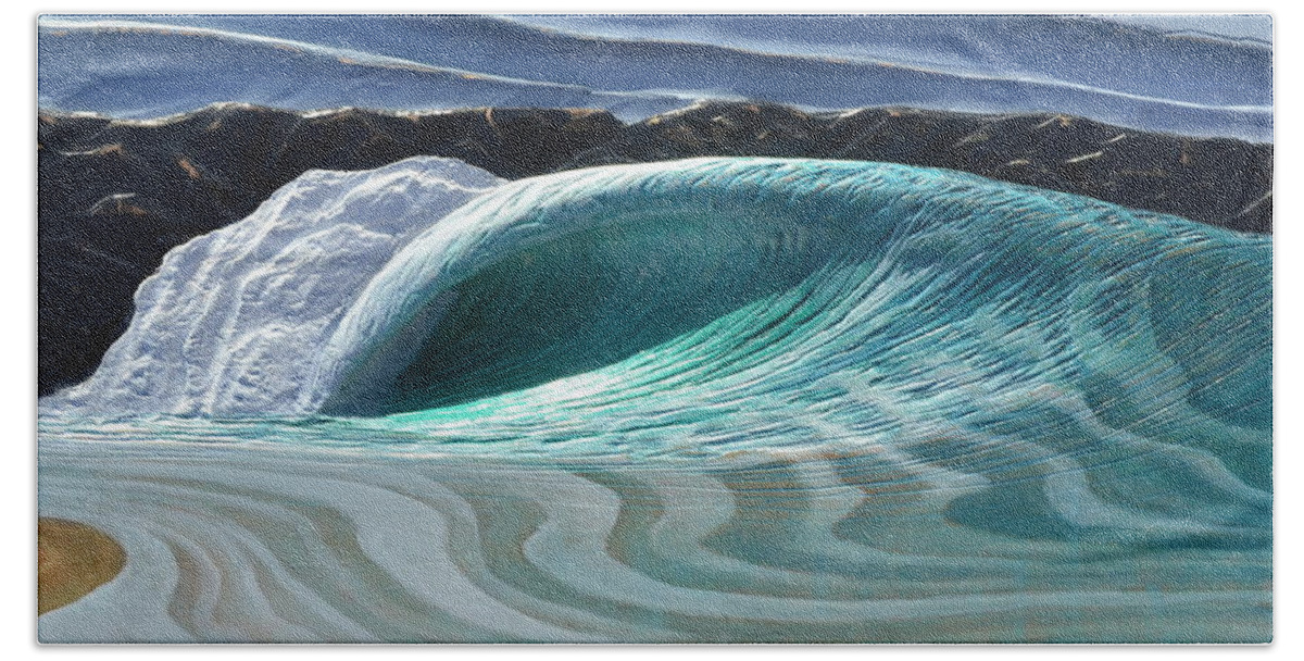 Wave Beach Sheet featuring the painting The Wedge by Nathan Ledyard