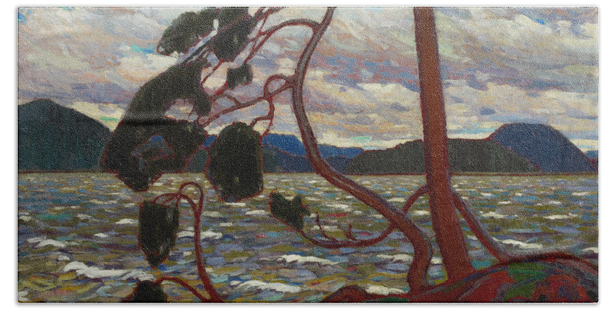 Tom Thomson Beach Towel featuring the painting The West Wind by Tom Thomson