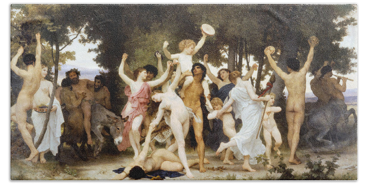 The Youth Of Bacchus Beach Towel featuring the digital art The Youth of Bacchus by William Bouguereau