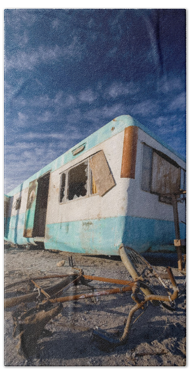 Salton Sea Beach Sheet featuring the photograph Theres my bike by Scott Campbell