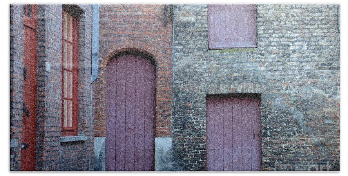 Bruges Beach Towel featuring the photograph Three doors and two windows Bruges, Belgium by Imran Ahmed