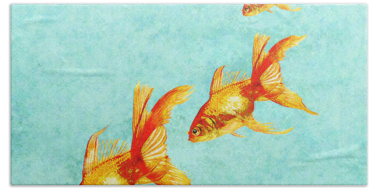 Fish Beach Towel featuring the digital art Three Little Fishes by Jane Schnetlage