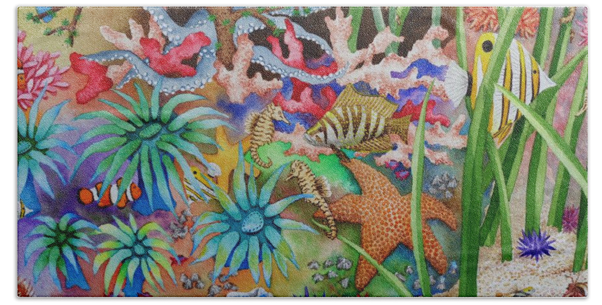 Print Beach Sheet featuring the painting Thriving Ocean - Octopus by Katherine Young-Beck