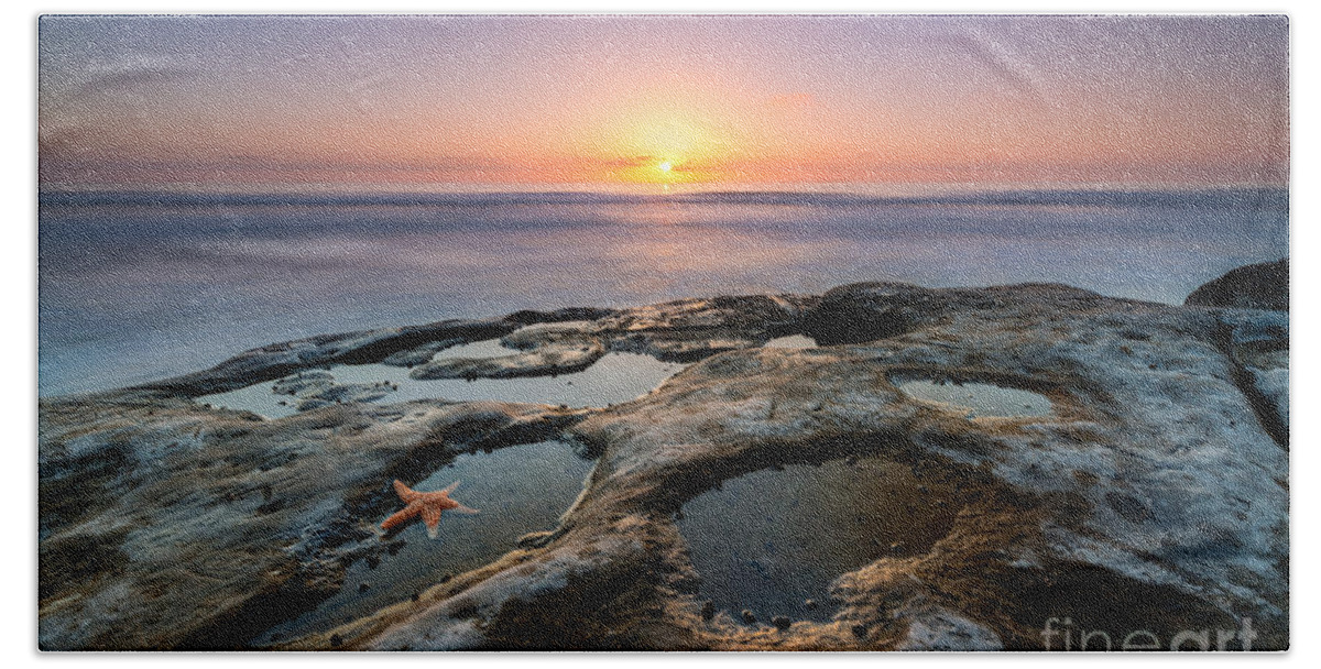 Milkywaymike Beach Towel featuring the photograph Tide Pool Sunset by Michael Ver Sprill