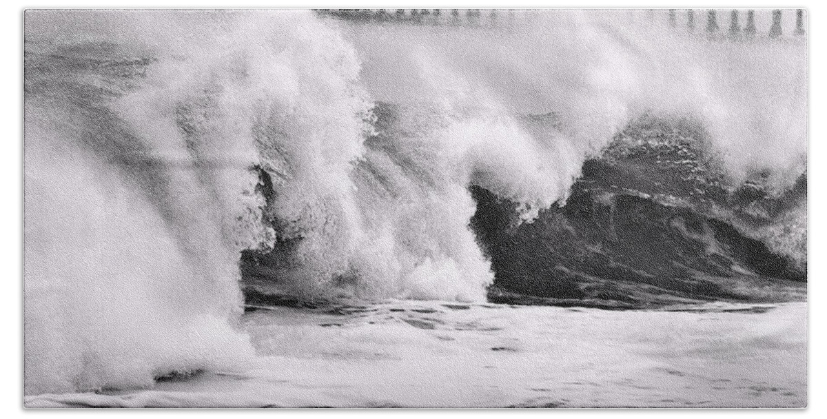 Waves Beach Towel featuring the photograph Tides Will Turn bw By Denise Dube by Denise Dube