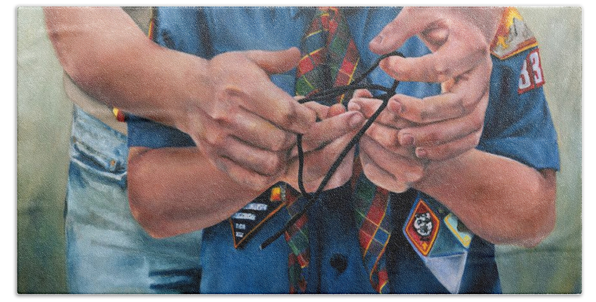 Scout Beach Sheet featuring the painting Ties That Bind by Lori Brackett