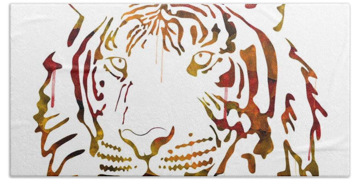 Tiger Beach Towel featuring the digital art Tiger Watercolor by Becca Buecher