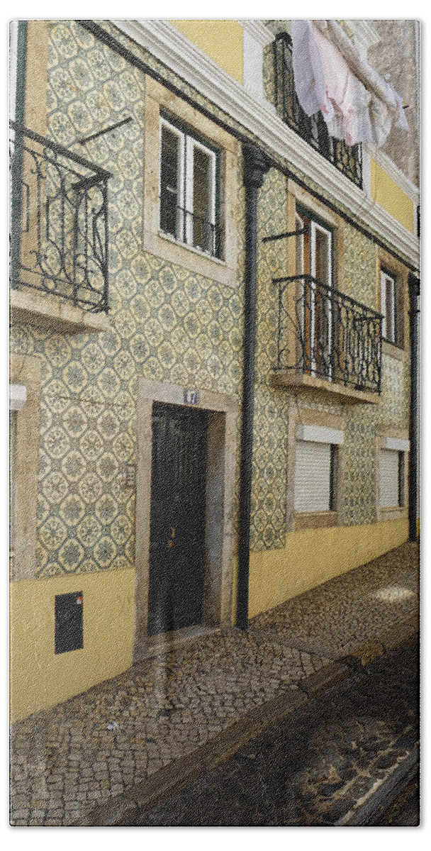 Lucinda Walter Beach Towel featuring the photograph Tile Walls of Lisbon by Lucinda Walter