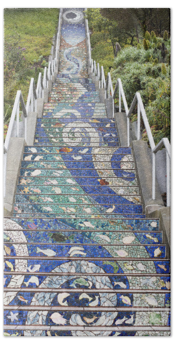 Tiled Steps Beach Towel featuring the photograph Tiled Steps by David Bearden