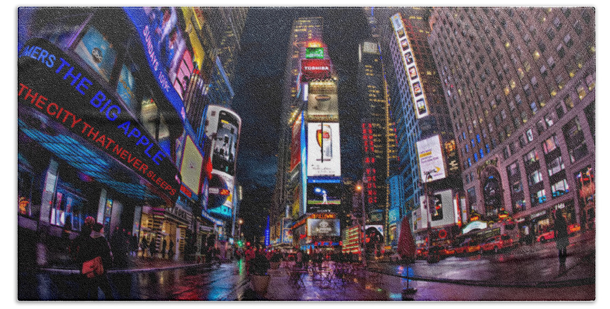 Times Square Beach Towel featuring the photograph Times Square New York City The City That Never Sleeps by Susan Candelario