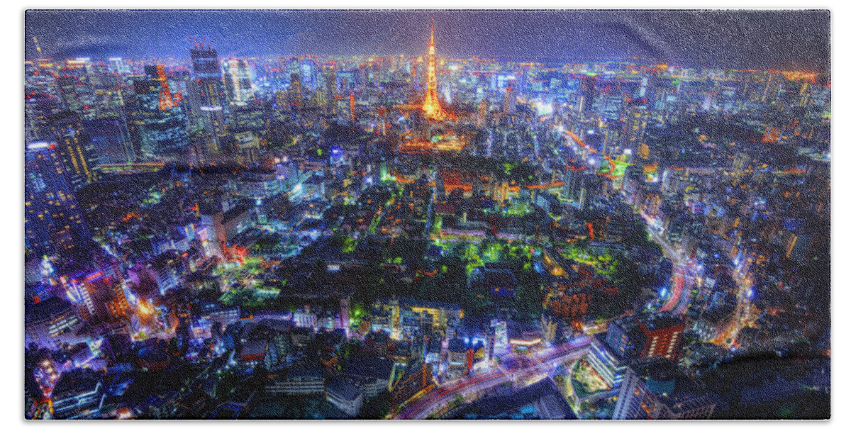 Tokyo Beach Sheet featuring the photograph Tokyo Dreamscape by Midori Chan