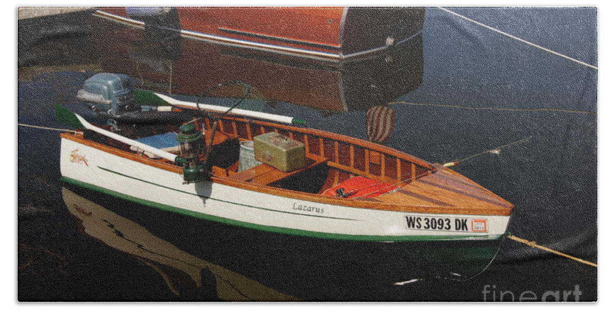 Boat Beach Towel featuring the photograph Tomahawk Wood Boat by Neil Zimmerman