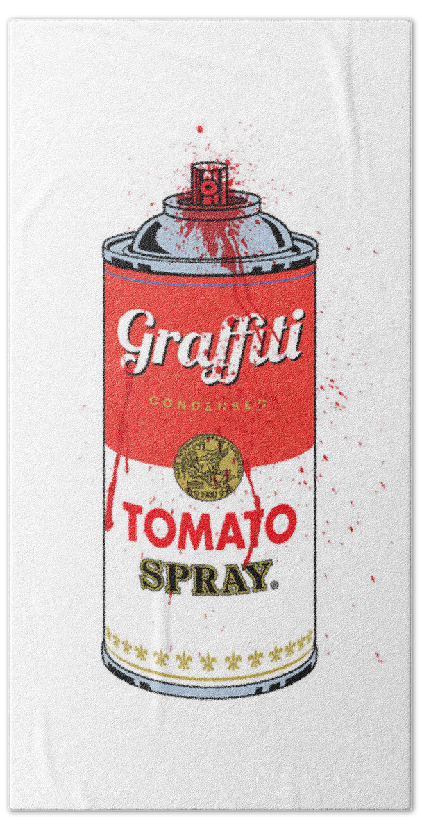 Gary Grayson Beach Towel featuring the digital art Tomato Spray Can by Gary Grayson