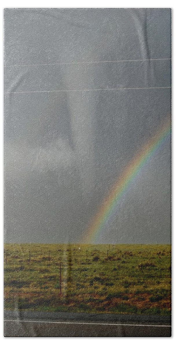 Campo Beach Towel featuring the photograph Tornado and the Rainbow by Ed Sweeney