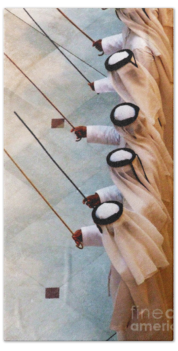 United Beach Sheet featuring the photograph Traditional Emirati Men's Dance by Andrea Anderegg