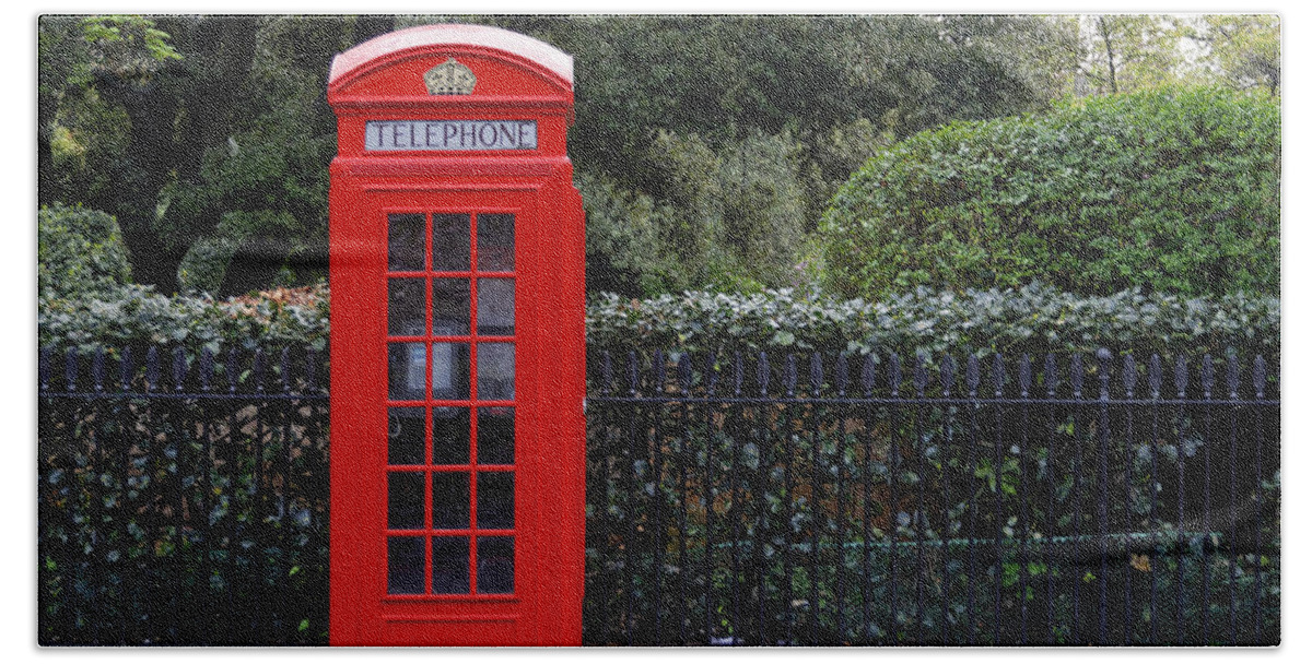 London Beach Towel featuring the photograph Traditional red telephone box in London by Dutourdumonde Photography