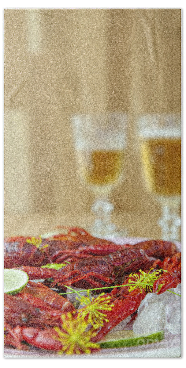 Dill Beach Towel featuring the photograph Traditional swedish crayfish meal by Sophie McAulay