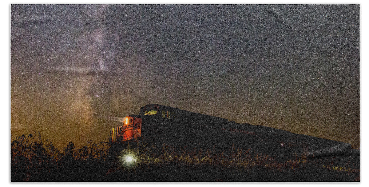 Train Beach Towel featuring the photograph Train to the Cosmos by Aaron J Groen