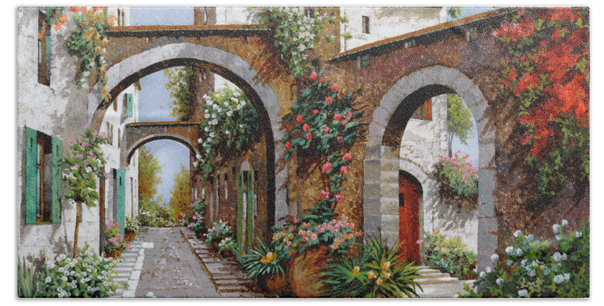 Arches Beach Towel featuring the painting Tre Archi by Guido Borelli