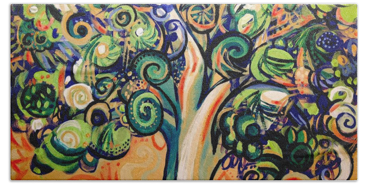 Tree Beach Towel featuring the painting Tree Candy 2 by Genevieve Esson