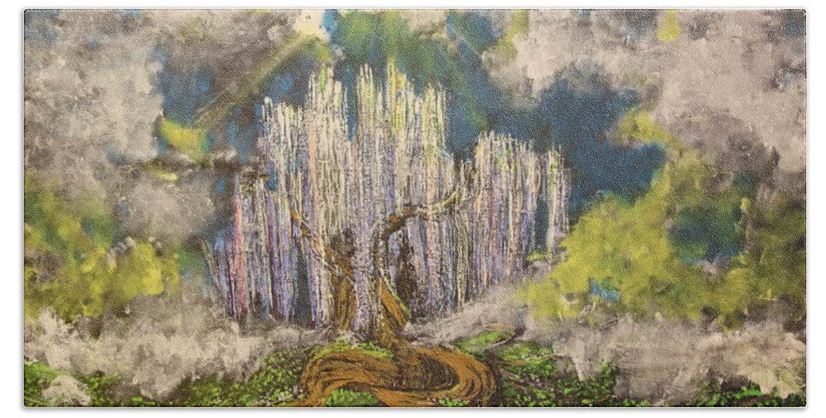 Impressionism Beach Towel featuring the painting Tree Of Souls by Stefan Duncan